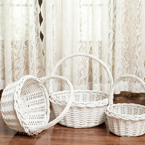 Panier de rangement haut multifonction en rotin PP tressé blanc écologique et durable HF0352 pour le shopping et les mariages - Product Image 2