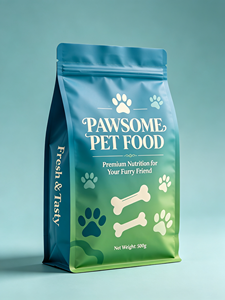 OEM PE <b>Plastic</b> Cat Food Packaging Bags: Large Size, Square Bottom, Resealable Zipper, Flat Handles, Made from Recycled Materials - Product Image 4