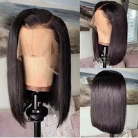 Cheveux vierges sans colle HD transparents pour perruque avec cuticules alignées, cheveux humains indiens, longueur courte, couleur noire pour femmes