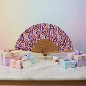 Nuevo Abanico de Mano Plegable Portátil de Estilo Español, de Tela de Algodón con Logotipo Personalizado Impreso y Madera, para Regalo - Product Image 4