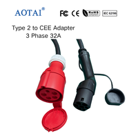 Nouveau câble adaptateur de prise industrielle CEE 5 broches AOTAI Type 2 à 32A, extension de station de recharge EV triphasée 22kW 400V
