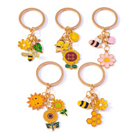 Porte-clés mignon, petite abeille, fleurs, libellule, papillon, pendentif porte-clés, couple, insecte, porte-clés, sac, porte-clés de voiture