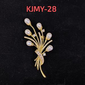 เข็มกลัดดอกไม้ไข่มุกน้ำจืดทองเหลืองทำมือขายดีที่สุด สำหรับชุดราตรี เบลเซอร์ ฮิญาบ และเครื่องประดับสำหรับโอกาสพิเศษ - Product Image 2