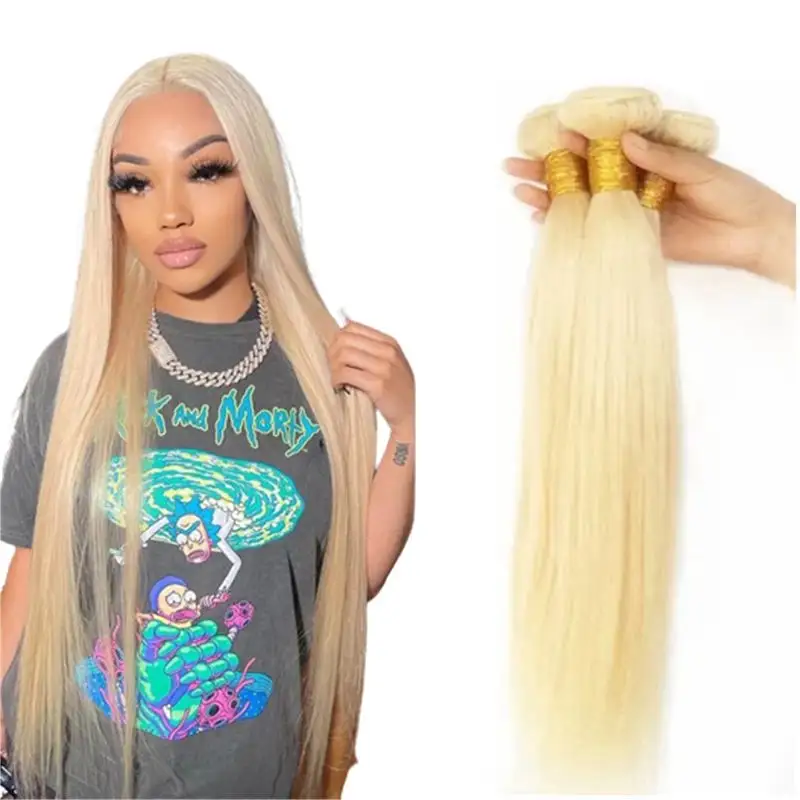 Beauty color blonde 613 bone straight human hair weave bundles wholesale vendors mink Brazilian virgin 100 human hair extension