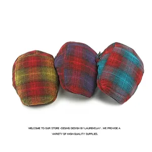 Retro Colorful Rendering Fashion Simple Plaid British Spring Autumn Advanced <b>Hats</b> Newsboy Cap Gradient Ivy <b>Hat</b> - Product Image 3
