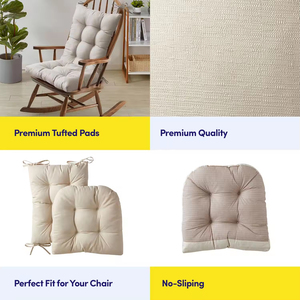 <span class=keywords><strong>Chaise</strong></span> à bascule en bois pour salon, avec coussins capitonnés de qualité supérieure et base antidérapante, pour le haut et le bas du fauteuil – Offre spéciale - Product Image 4