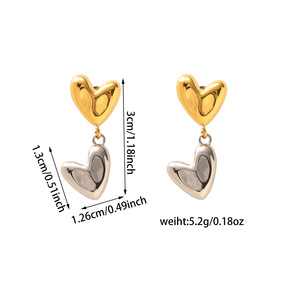 Pendientes de aleación de zinc en forma de corazón, colores mezclados para mujer, regalo, joyería de moda - Product Image 5