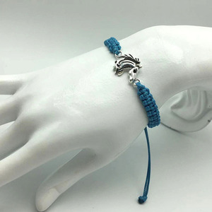 Bracelet tressé unisexe en alliage de zinc avec tête de cheval, noir et bleu, cadeau de couple DIY, bijoux, origine Yiwu YM 0313 - Product Image 3
