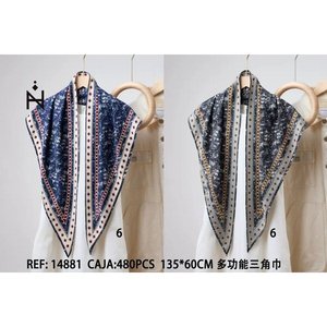 ผ้าพันคอไหมสามเหลี่ยมฟูลาเร 135x60 ซม. พิมพ์ลายดิจิตอล เครื่องประดับแฟชั่นสุดหรูสำหรับผู้หญิงทุกฤดูกาล - Product Image 2