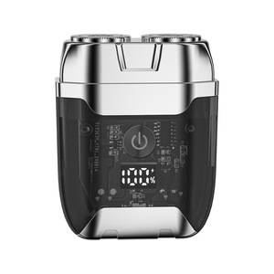 Afeitadora eléctrica magnética de doble cabezal con cuchilla flotante para rostro, plateada y negra, recargable, 500mAh, 60 minutos de duración de batería - Product Image 2