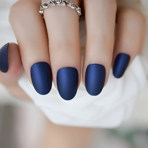 Prensa en las <span class=keywords><strong>uñas</strong></span> Azul oscuro Mate Corto Faux Ongles Manicura Acrílico <span class=keywords><strong>Uñas</strong></span> Encantos - Product Image 4