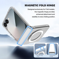 Coque de téléphone pliable transparente et fine pour Samsung Galaxy Z Flip 8, magnétique 360° °   Support de bague rotatif, étui transparent anti-chute