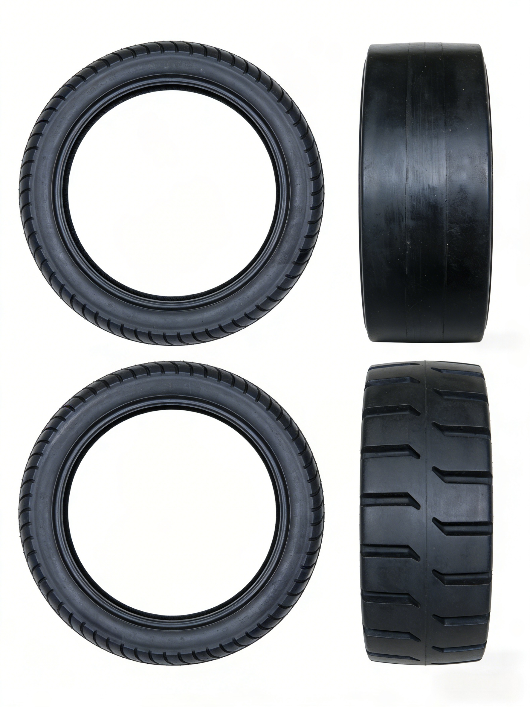 18x7x12 1/8 Press on Solid Tire with Flat Smooth Tread Ideal for Polished Warehouse Floors and Ceramic Tiles
