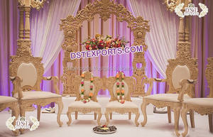 Chaises Mandap en bois sculpté pour mariage, chaises de luxe, conception Exclusive, pour fêtes de mariage - Product Image 2