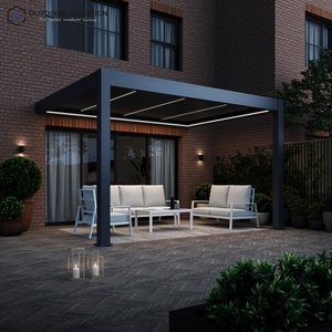 Pergola de jardin extérieure motorisée électrique en aluminium à lames orientables, murale, 4x3m, imperméable, avec revêtement en poudre, Prestige - Product Image 3