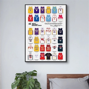 Quadro su Tela con 36 Maglie da Basket <span class=keywords><strong>di</strong></span> Kobe, Dipinto Astratto Graffiti Street Art - Product Image 1