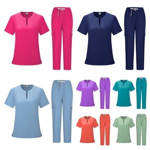 Women Hospital Scrub Set Split Top And Pants Polyester Uniform For Nurses Doctors Clinics Hospitals Lab Workwear - Product Image 1