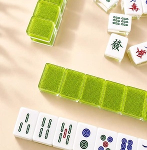 Jeu de tuiles de mahjong en acrylique vert de haute qualité, jeu de mahjong chinois traditionnel classique, tuiles gravées durables pour les fêtes de famille - Product Image 3