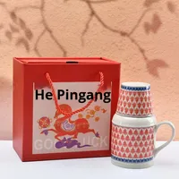 Théière en céramique créative à motif animalier Cheval de l'année, grande capacité, coffret cadeau pour cadeaux d'affaires et fêtes décontractées