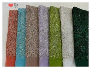 Newest Design High Quality <strong>Net</strong> <strong>Lace</strong> Fabric African Beaded Sequin Embroidery French <strong>Lace</strong> for Wedding Clothes - Product Image 6