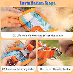 ชุดเสื้อกั๊กและสายจูงไนลอนสะท้อนแสงปรับได้สุนัขขนาดเล็ก XS และ XXS สุนัขบูลด็อกฝรั่งเศสชิวาวาสุนัขเดินกลางแจ้ง - Product Image 3