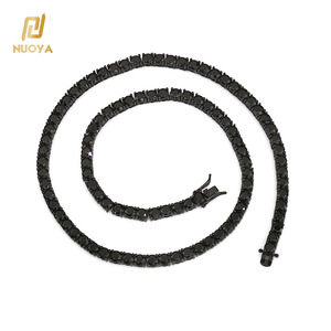 Vente en gros de chaîne de tennis NUOYA en CZ noir pour hommes avec fermoir à ressort bijoux hip hop collier à chaîne de tennis plaqué noir et glacé - Product Image 3