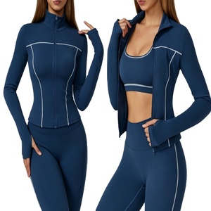 Women's Breathable Comfortable Zip-Up Quick Dry Athletic <b>Workout</b> Skinny Fit Gym Sport Yoga <b>Jacket</b> with Thumb Hole - Product Image 1