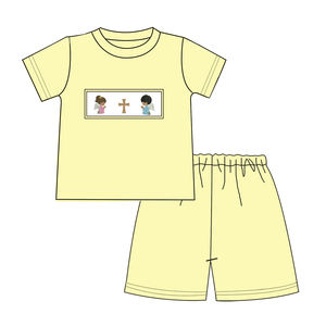 שמלות פסחא לבנות עם קפלים וסטים אחידים לאחים, בגדי חג סיטונאיים לבנים ובנות, בגדי ילדים אופנתיים - Product Image 3