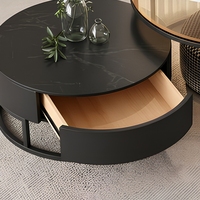 Luxuriöser Nordischer Marmor & Glas Couchtisch Runder Beistelltisch für Wohnzimmer Heimdekoration