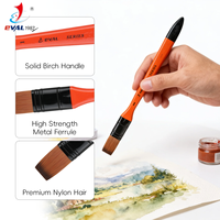 Ensemble de 6 pinceaux professionnels à haute absorption avec manche en bois de bouleau orange pour la peinture à l'huile, à l'acrylique et à l'aquarelle