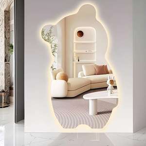 Irregular Ultra Thin Smart LED Mirror Art Deco Design Silver 3 Color Temp Dimmable Anti Fog Personalized Birthday Vanity - Product Image 6