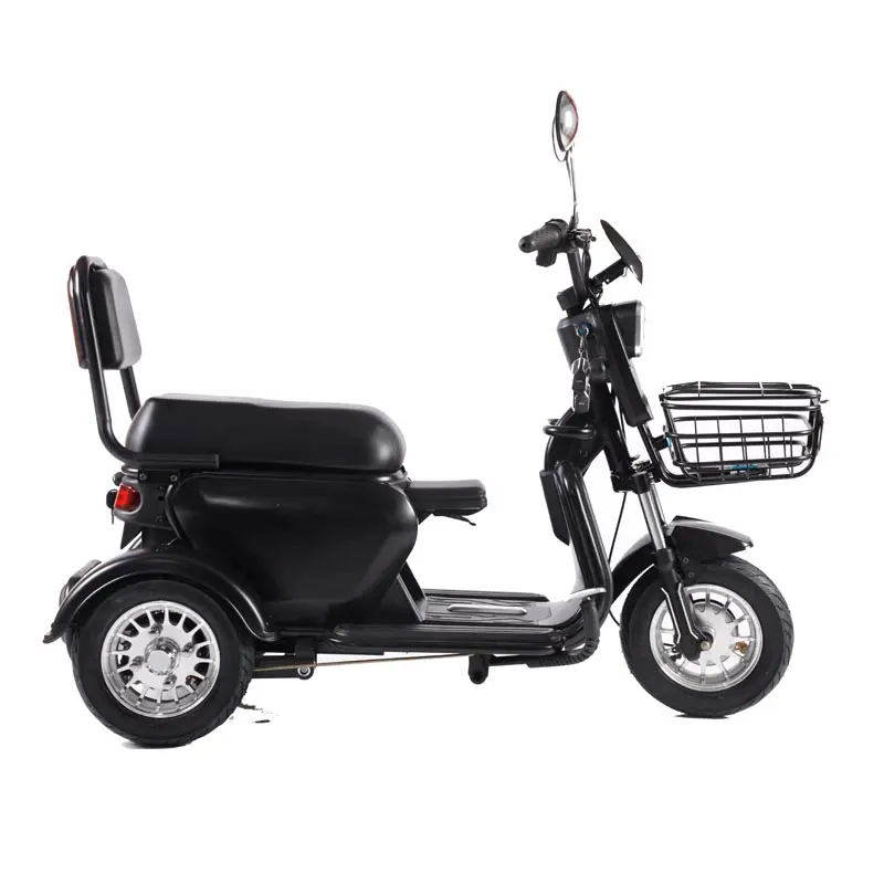Sepeda Motor listrik dua kursi, sepeda Motor listrik tiga roda kekuatan tinggi 600W untuk dewasa