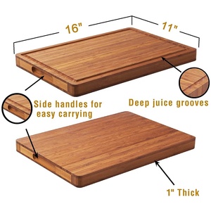 Planche de découpe en bambou carbonisé pour cuisine, grande planche de <span class=keywords><strong>boucher</strong></span> en <span class=keywords><strong>bois</strong></span> carbonisé avec plateau à fentes pour fruits - Product Image 2