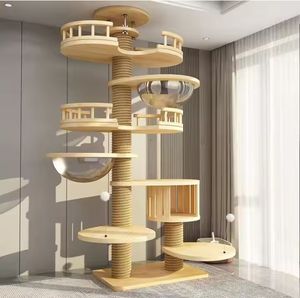 Pohon kucing Premium Modern mewah kayu padat dengan desain tahan air PVC tebal untuk keturunan besar untuk pendakian kucing Maine <span class=keywords><strong>Coon</strong></span> - Product Image 5