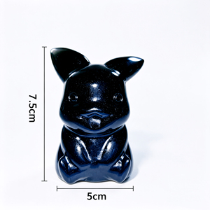 Statuette Pokémon all'ingrosso da 7,5 cm: Sculture in cristallo di ossidiana nera naturale di <span class=keywords><strong>Pikachu</strong></span> per decorazioni da scrivania - Product Image 2