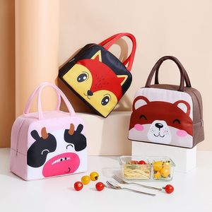<b>Cute</b> Cartoon Cow Lunch Bag 23x14x20cm Insulated Portable Bento Bag For Kids Outdoor Picnic - Product Image 2