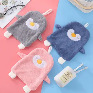 Supplier wholesale cheap cartoon cute hand towels animal punguin shape soft absorbent Kitchen Towels For Bathroom
