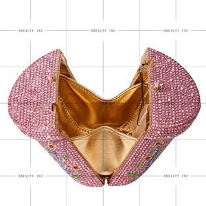 Pochette de soirée scintillante pour femme, motif pot de fleurs, avec strass et cristaux, idéale pour Halloween, mariage, bal de promo - Product Image 5