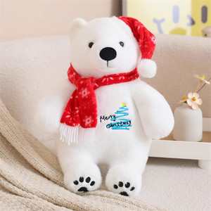 Juego de Decoración Navideña de Oso Polar Suave, Oso de Peluche con Gorro de Santa, Juguetes de Peluche, Decoración para el Hogar, Regalos para Niños y Adultos - Product Image 5