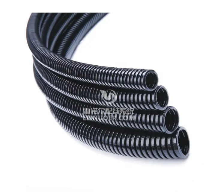 Corrugated Wavelike Black Grey Plastic Conduit PA6 Polyamide Nylon Flexible Corrugated Conduit Tube