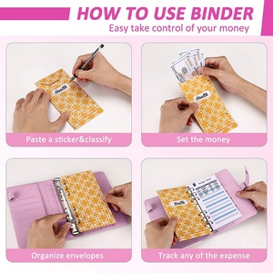PU <b>A6</b> Size Loof-leaf PVC Binder Customization Budget Cash Money <b>Envelope</b> Planner Binder Set Side Pouches Bill Pen Pockets Binder - Product Image 2