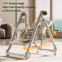 Chaise berçante électrique 2-en-1 pour bébé, pliable, structure en aluminium, roulettes pivotantes, double plateau, coussin moelleux, sans assemblage