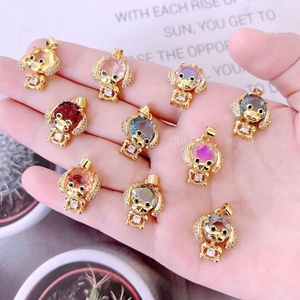 قلادة أنيقة من الذهب عيار 18 قيراط مكعب من الزركونيا للفتيات والصبيان قلادة قلادة للأطفال أفضل صديق زوجين جذاب لصنع المجوهرات - Product Image 4