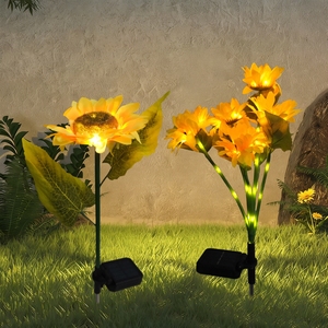 Lampe <span class=keywords><strong>solaire</strong></span> transfrontalière multi-têtes en forme de tournesol à insérer dans le sol, pour cour extérieure, aménagement paysager de jardin, pelouse - Product Image 5
