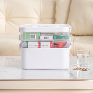 Organisateur de placard à <span class=keywords><strong>pharmacie</strong></span>, trousse de premiers secours vide avec poignée, boîte de rangement portable multi-usages pour la maison - Product Image 1