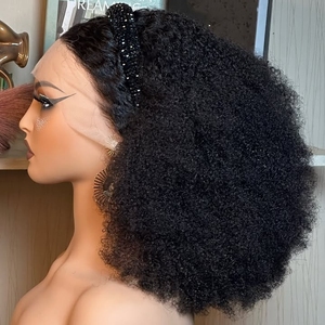 Peruca Curly <span class=keywords><strong>Afro</strong></span> Kinky 13x4 Pré Arrancadas Perucas Do Laço 250% Densidade Peruano Remy Lace Front Perucas de Cabelo Humano para As Mulheres - Product Image 1