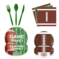Ensemble de vaisselle jetable en papier personnalisable, écologique, pour fête d'anniversaire sur le thème du Super Bowl, du rugby et du football américain, 14 ans et plus