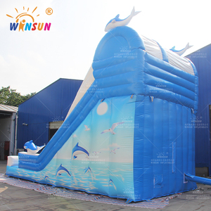 Winsun thương mại lớp cá heo trượt nước <span class=keywords><strong>Inflatable</strong></span> màu xanh cá heo trượt nước với hồ bơi để bán - Product Image 4