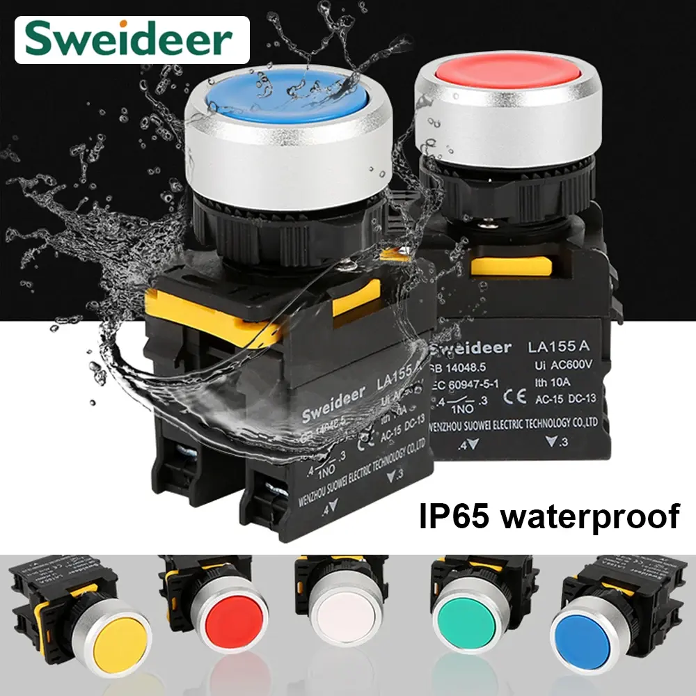 New Waterproof Momentary Self Locking 22mm Push Button Switches on off Button Power Start Switch for Mechanical Equipment