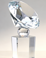 Trophée en verre cristal gravé sablé avec base de présentation pour la reconnaissance des réalisations
